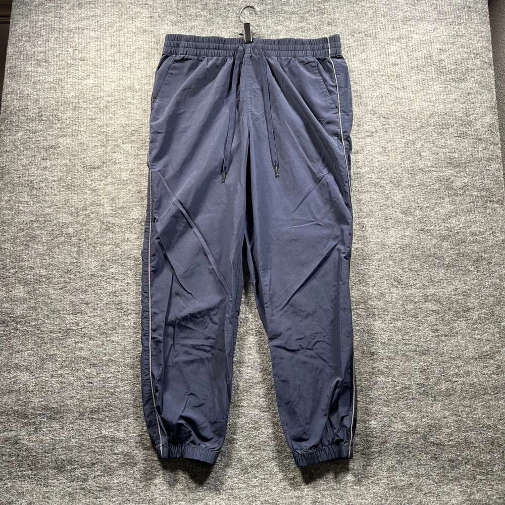 PacSun Mens Navy Blue Nylon Jogger Track Pants Size L Drawstring